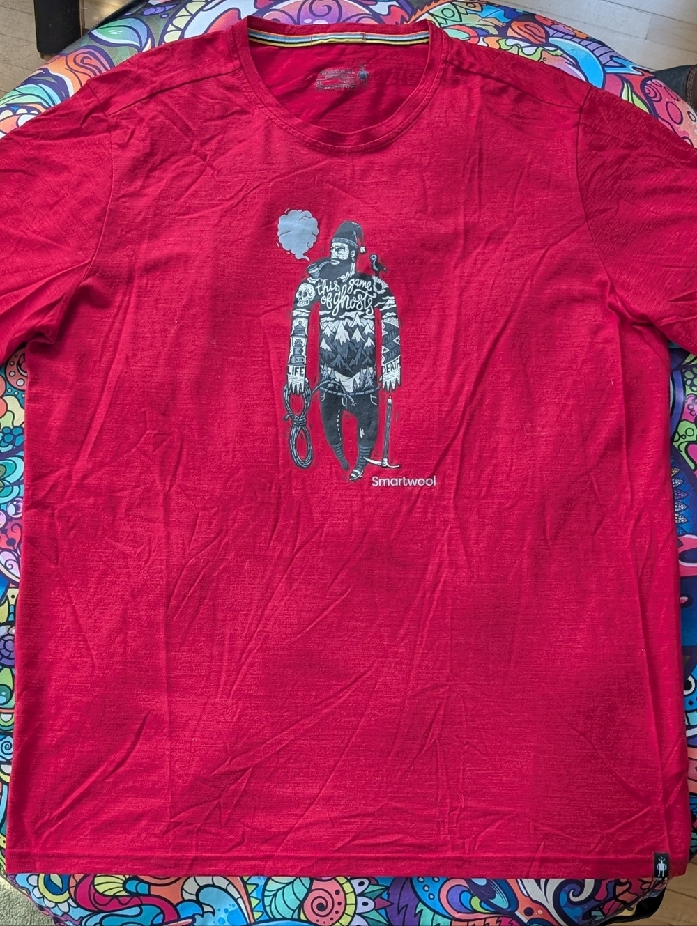 Smartwool Men's Merino Wool Blend Sport 150 Game of Ghosts Tee T-Shirt XL Red